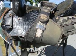 15'' FQH Saddle King Black AZTEC leather & cordura western Barrel/trail saddle