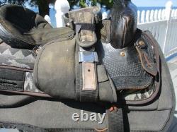 15'' FQH Saddle King Black AZTEC leather & cordura western Barrel/trail saddle