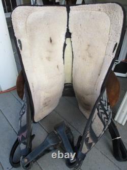 15'' FQH Saddle King Black AZTEC leather & cordura western Barrel/trail saddle
