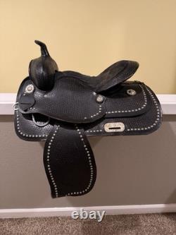 15 FQHB BLACK and Silver Western Saddle Lightweight, Show Saddle NO STIRRUPS