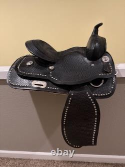 15 FQHB BLACK and Silver Western Saddle Lightweight, Show Saddle NO STIRRUPS