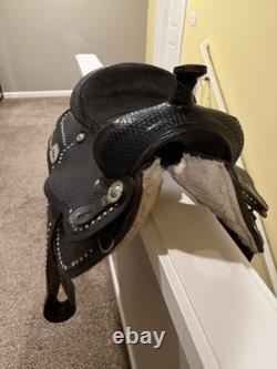 15 FQHB BLACK and Silver Western Saddle Lightweight, Show Saddle NO STIRRUPS