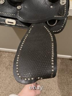 15 FQHB BLACK and Silver Western Saddle Lightweight, Show Saddle NO STIRRUPS