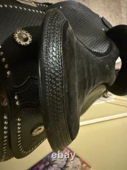 15 FQHB BLACK and Silver Western Saddle Lightweight, Show Saddle NO STIRRUPS