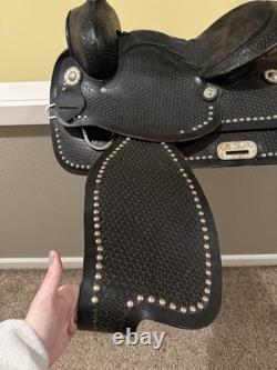 15 FQHB BLACK and Silver Western Saddle Lightweight, Show Saddle NO STIRRUPS