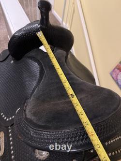 15 FQHB BLACK and Silver Western Saddle Lightweight, Show Saddle NO STIRRUPS