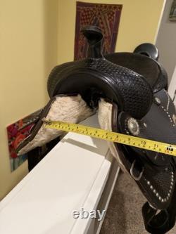 15 FQHB BLACK and Silver Western Saddle Lightweight, Show Saddle NO STIRRUPS
