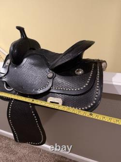 15 FQHB BLACK and Silver Western Saddle Lightweight, Show Saddle NO STIRRUPS