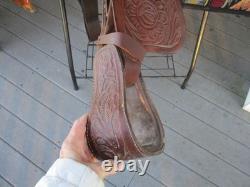 15'' Fqh Bar Texas-west #6 Western Floral Tooled Trail Saddle 21.4lbs USA