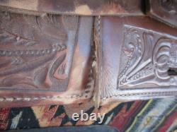 15'' Fqh Bar Texas-west #6 Western Floral Tooled Trail Saddle 21.4lbs USA