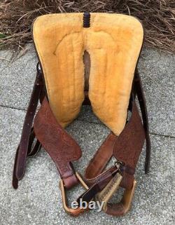 15 GARROUTTE (Circle G) Western Roping Saddle Oak Leaf Tooled