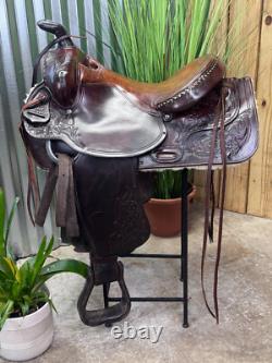 15 HEREFORD TEX TAN Western RANCH / Trail Horse Saddle Top Quality