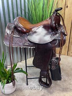 15 HEREFORD TEX TAN Western RANCH / Trail Horse Saddle Top Quality