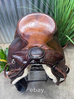 15 HEREFORD TEX TAN Western RANCH / Trail Horse Saddle Top Quality