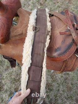 15 HEREFORD Textan Western Leather Tooled Saddle With Padded Seat