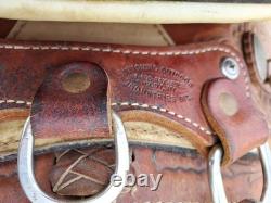 15 HEREFORD Textan Western Leather Tooled Saddle With Padded Seat