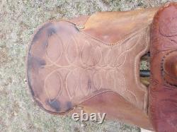 15 HEREFORD Textan Western Leather Tooled Saddle With Padded Seat