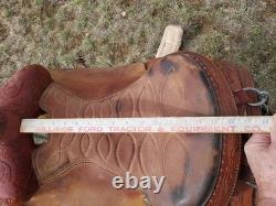 15 HEREFORD Textan Western Leather Tooled Saddle With Padded Seat
