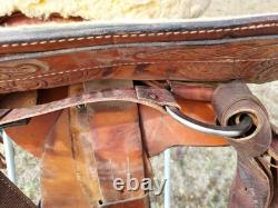 15 HEREFORD Textan Western Leather Tooled Saddle With Padded Seat