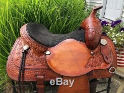 15 Hereford Tex Tan FLEX TREE Western Trail Saddle