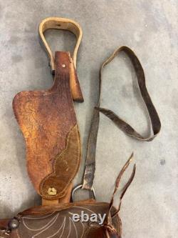 15 In. Used Western Saddle Dark Brown Barrel Leather 1400 Free Shipping