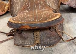 15 In. Used Western Saddle Dark Brown Barrel Leather 1400 Free Shipping