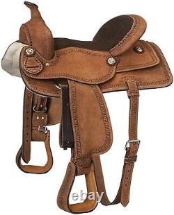 15 Inch Western Roughout Saddle Cowboy Serpentine Tooled Edges