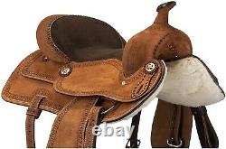 15 Inch Western Roughout Saddle Cowboy Serpentine Tooled Edges