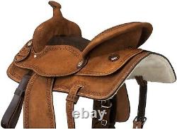 15 Inch Western Roughout Saddle Cowboy Serpentine Tooled Edges