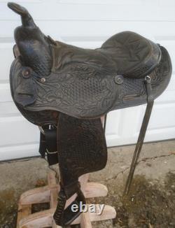 15 LSS Saddlery TOOLED Leather Trail Pleasure SADDLELIGHT 20# MADE USASQHB