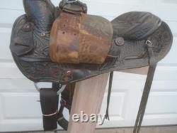 15 LSS Saddlery TOOLED Leather Trail Pleasure SADDLELIGHT 20# MADE USASQHB