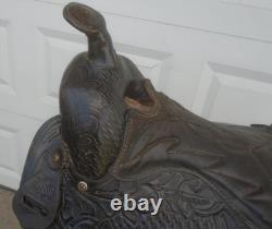 15 LSS Saddlery TOOLED Leather Trail Pleasure SADDLELIGHT 20# MADE USASQHB