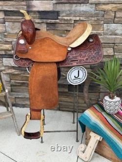 15 Longhorn Barrel Saddle- Deep Seat, Western, Floral, Quality, Semi-Bars