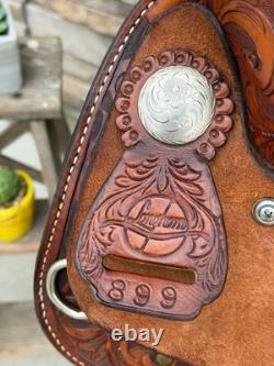15 Longhorn Barrel Saddle- Deep Seat, Western, Floral, Quality, Semi-Bars