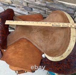 15 Longhorn Barrel Saddle- Deep Seat, Western, Floral, Quality, Semi-Bars