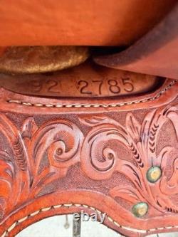 15 Longhorn Barrel Saddle- Deep Seat, Western, Floral, Quality, Semi-Bars