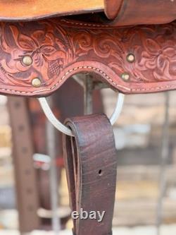 15 Longhorn Barrel Saddle- Deep Seat, Western, Floral, Quality, Semi-Bars