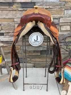 15 Longhorn Barrel Saddle- Deep Seat, Western, Floral, Quality, Semi-Bars