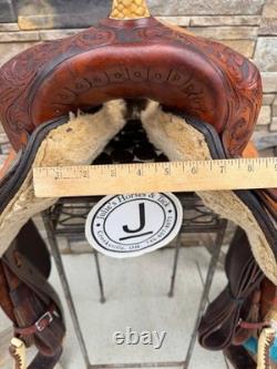 15 Longhorn Barrel Saddle- Deep Seat, Western, Floral, Quality, Semi-Bars