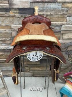 15 Longhorn Barrel Saddle- Deep Seat, Western, Floral, Quality, Semi-Bars