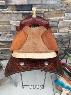 15 Longhorn Barrel Saddle- Deep Seat, Western, Floral, Quality, Semi-Bars