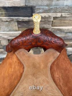 15 Longhorn Barrel Saddle- Deep Seat, Western, Floral, Quality, Semi-Bars