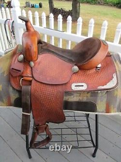 15'' No Name Western Trail /show Saddle Fqh Bars Basketweave Leather