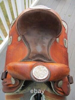 15'' No Name Western Trail /show Saddle Fqh Bars Basketweave Leather