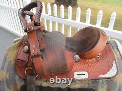 15'' No Name Western Trail /show Saddle Fqh Bars Basketweave Leather