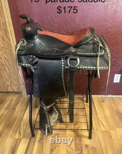 15 Parade Western Saddle, Black Leather, Traditional Design, 50053
