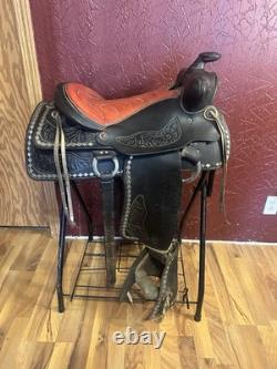 15 Parade Western Saddle, Black Leather, Traditional Design, 50053