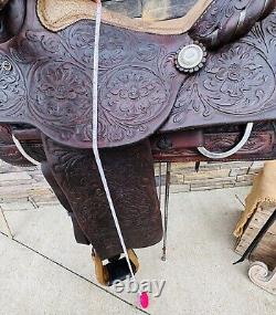 15 Price McLaughlin Saddle- Western, Floral Tooling, Quality, Clean