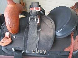 15'' QH BARS Black abetta High cantle, Leather & cordura Western trail saddle