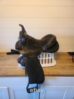 15'' QH big horn #101 Black leather & cordura western Barrel /trail saddle PARTS 15'' QH big horn #101 Black leather & cordura western Barrel /trail saddle PARTS